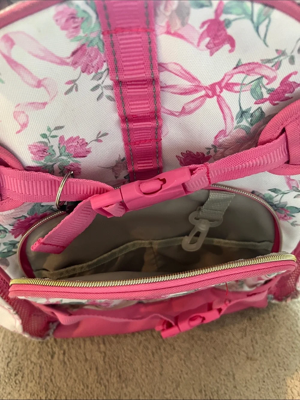 LoveShackFancy and potterybarn Floral Pink and Cream Backpack